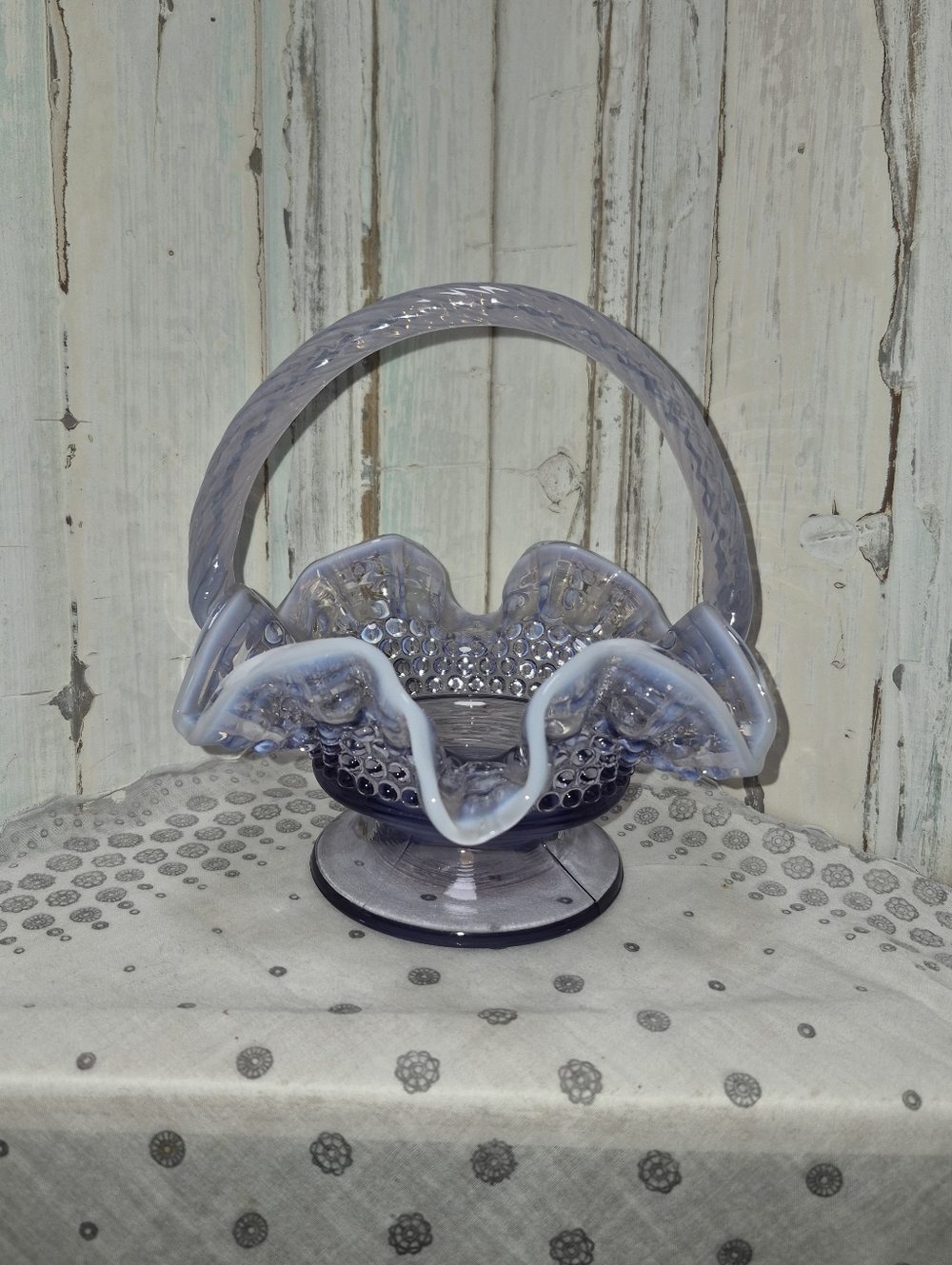 Vintage Westmoreland Glass Basket in Lavender Blue